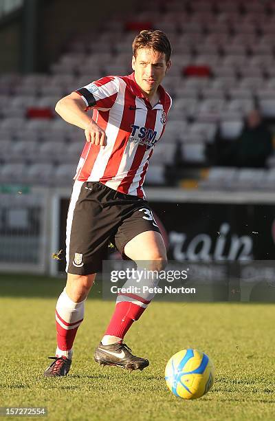 Peter Gilbert of Lincoln City in action during the FA Cup with Budweiser Second Round match at Sincil Bank Stadium on December 1, 2012 in Lincoln,...