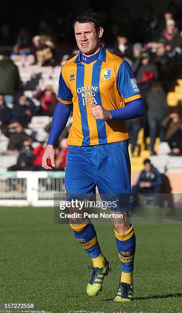 Lee Beevers of Mansfield Town in action during the FA Cup with Budweiser Second Round match at Sincil Bank Stadium on December 1, 2012 in Lincoln,...
