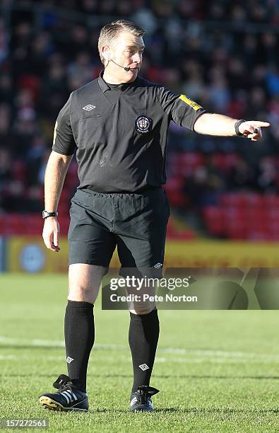 Referee Mark Haywood in action during the FA Cup with Budweiser Second Round match at Sincil Bank Stadium on December 1, 2012 in Lincoln, England.