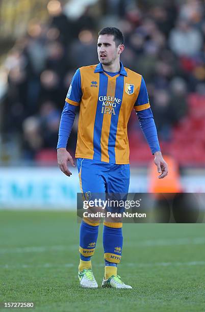 Chris Clements of Mansfield Town in action during the FA Cup with Budweiser Second Round match at Sincil Bank Stadium on December 1, 2012 in Lincoln,...