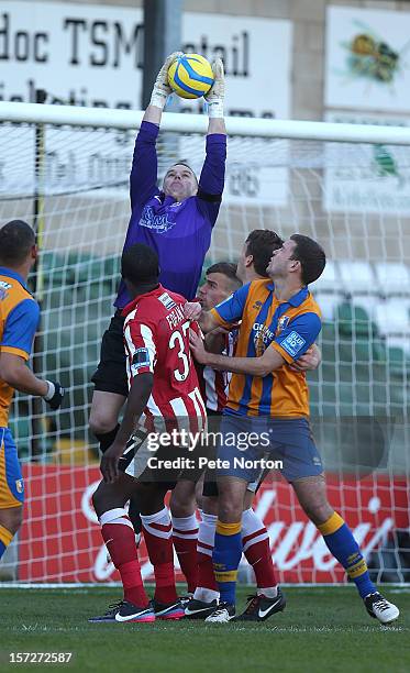 Paul Farman of Lincoln City collects the ball during the FA Cup with Budweiser Second Round match at Sincil Bank Stadium on December 1, 2012 in...
