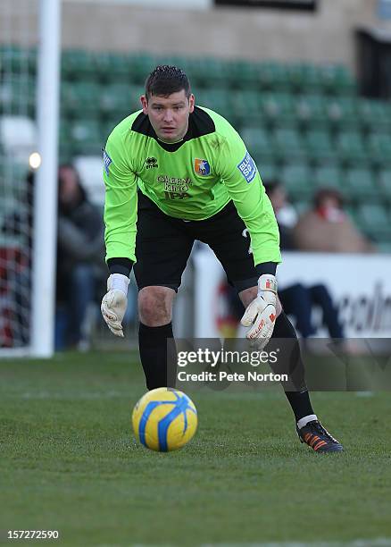 Shane Redmond of Mansfield Town in action during the FA Cup with Budweiser Second Round match at Sincil Bank Stadium on December 1, 2012 in Lincoln,...