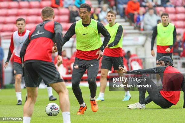 Jobe Bellingham during an open training session at Stadium of Light on July 25, 2023 in Sunderland, England.