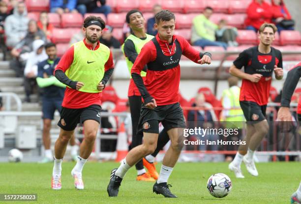 Chris Rigg during an open training session at Stadium of Light on July 25, 2023 in Sunderland, England.