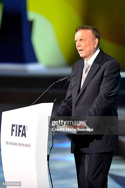 Jose Maria Marin, president of the CBF during the Draw for the FIFA Confederations Cup at Anhembi Convention Center on December 01, 2012 in São...