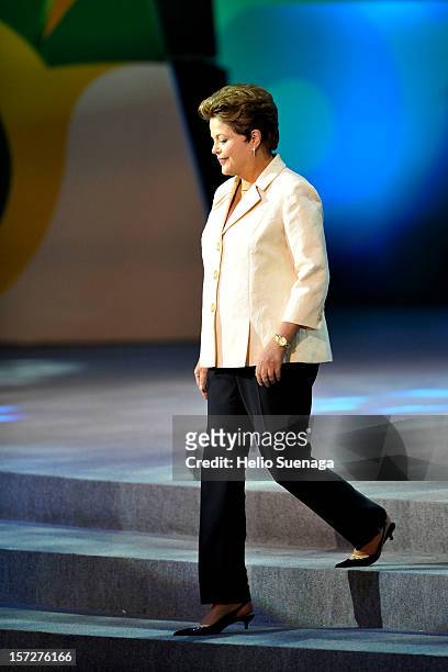 Dilma Rousseff President of Brazil during the Draw for the FIFA Confederations Cup at Anhembi Convention Center on December 01, 2012 in São Paulo,...