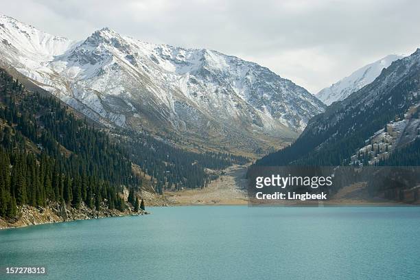lake almaty - backwater stock pictures, royalty-free photos & images