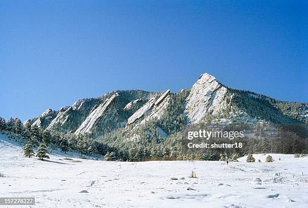 winter flatirons 001 - denver winter stock pictures, royalty-free photos & images