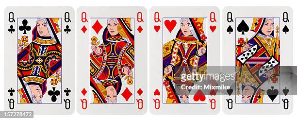 four of a kind - queens stock pictures, royalty-free photos & images