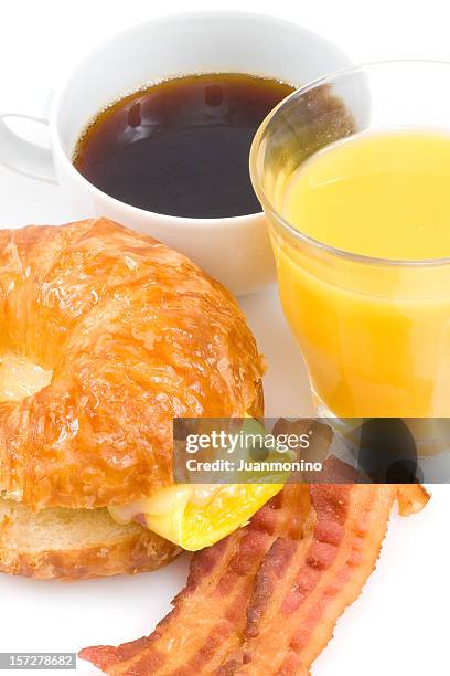 fast breakfast - croissant white background stockfoto's en -beelden