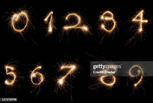 brilhante números - firework display imagens e fotografias de stock