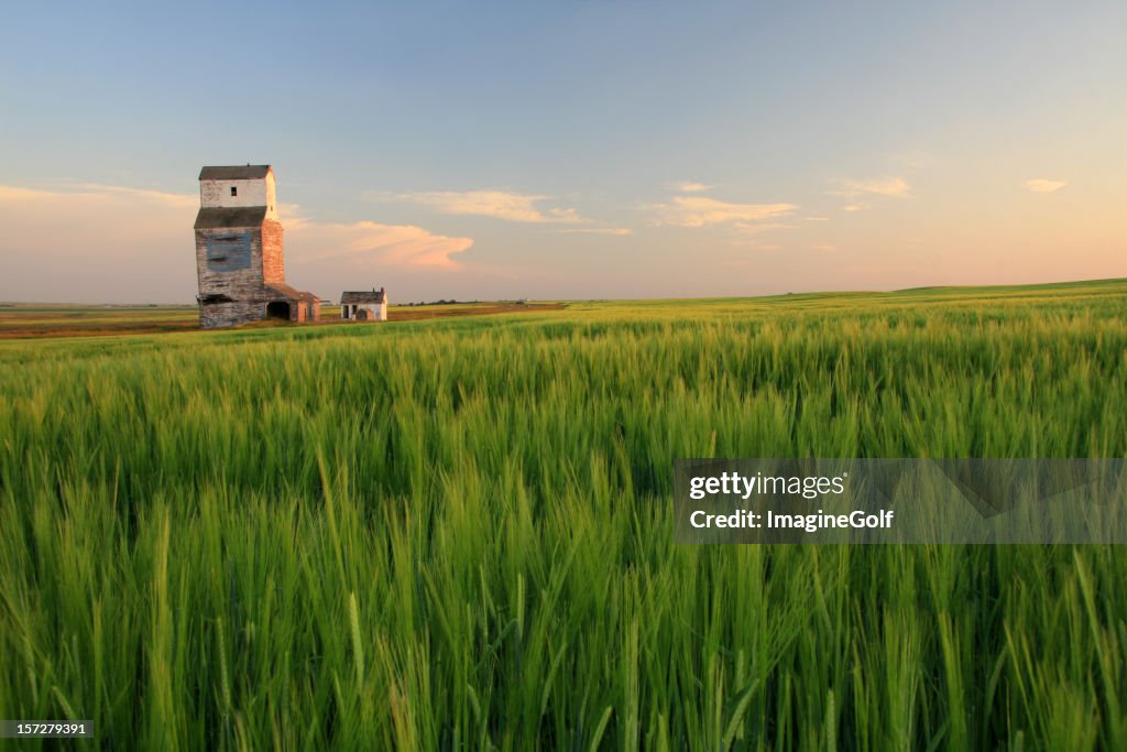 Wooden Grain Elevator on the Prairie