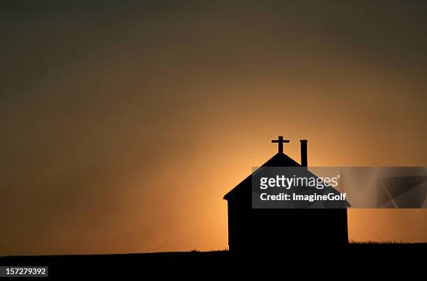 country church - prairie silhouette stock pictures, royalty-free photos & images