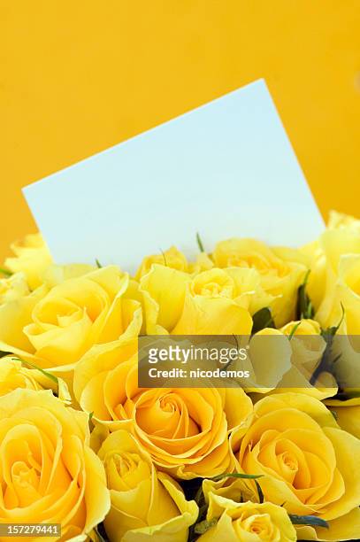 yellow roses invitation - get well card stockfoto's en -beelden