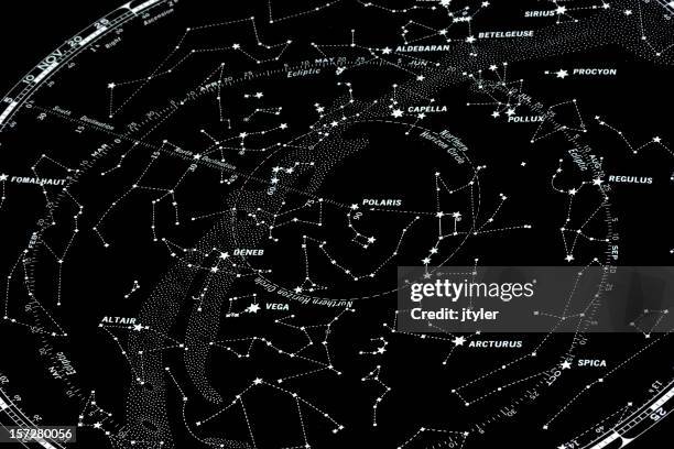 star map of northern hemisphere - constellations stock pictures, royalty-free photos & images