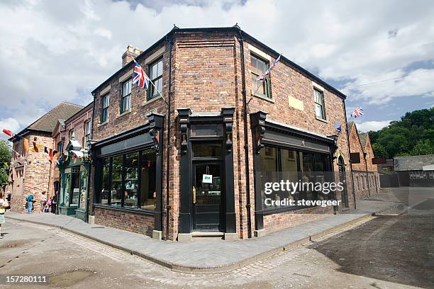 victorian corner shop - corner shop stock pictures, royalty-free photos & images