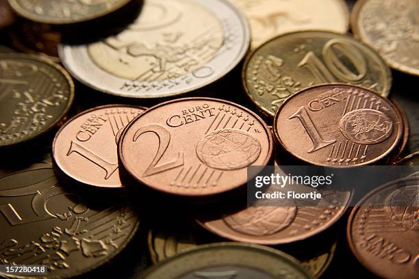 money: euro coins - 2 cents stockfoto's en -beelden