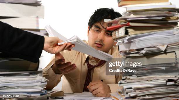 Tired Clerk 5 High-Res Stock Photo