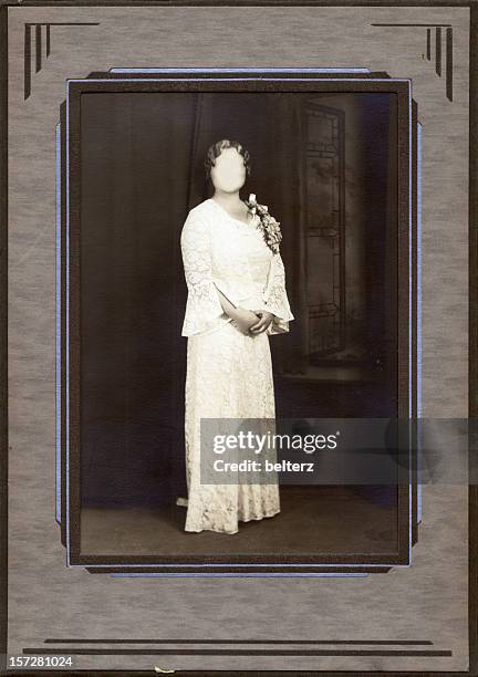 deco frame faceless bride - art deco woman stock pictures, royalty-free photos & images