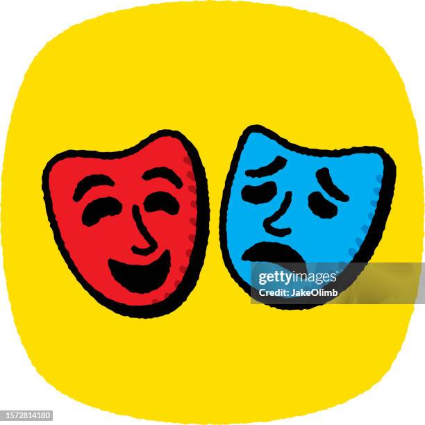 comedy-drama-masken doodle 7 - sketch komödie stock-grafiken, -clipart, -cartoons und -symbole