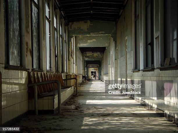 rotten hallway 01 - abandoned hospital stock pictures, royalty-free photos & images