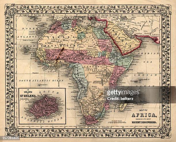 old 1800's map of africa - democratic republic of the congo bildbanksfoton och bilder