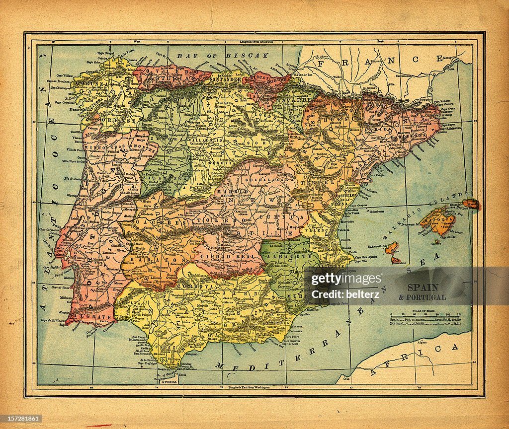 Mapa del vintage & portugal, España