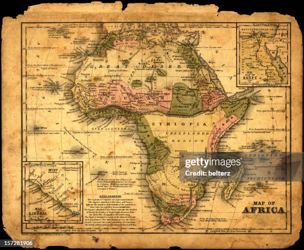 africa map dated 1839 - old map of the congo stock pictures, royalty-free photos & images