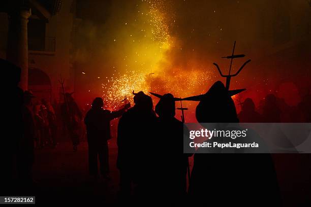 hell & fire - correfoc stock pictures, royalty-free photos & images
