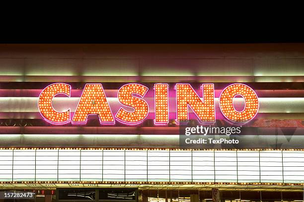 casino sign neon lights, las vegas nevada - casino sign stock pictures, royalty-free photos & images