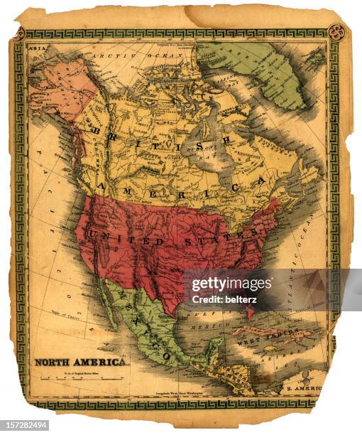 vintage north america map - canada map stock pictures, royalty-free photos & images
