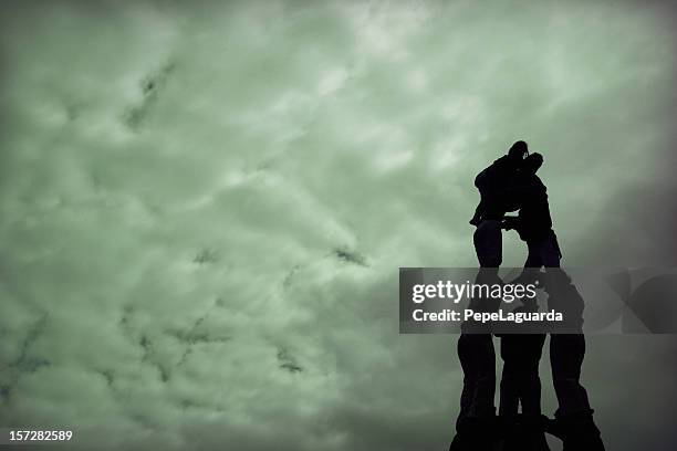 climbing to the clouds - castellers bildbanksfoton och bilder