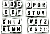 Black spray painted stencil alphabet set
