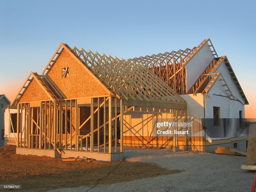 New Home Construction at Dusk