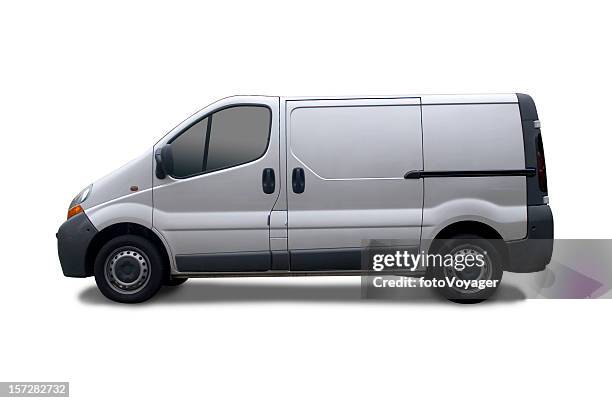 blank truck with clipping path - white van profile stock pictures, royalty-free photos & images