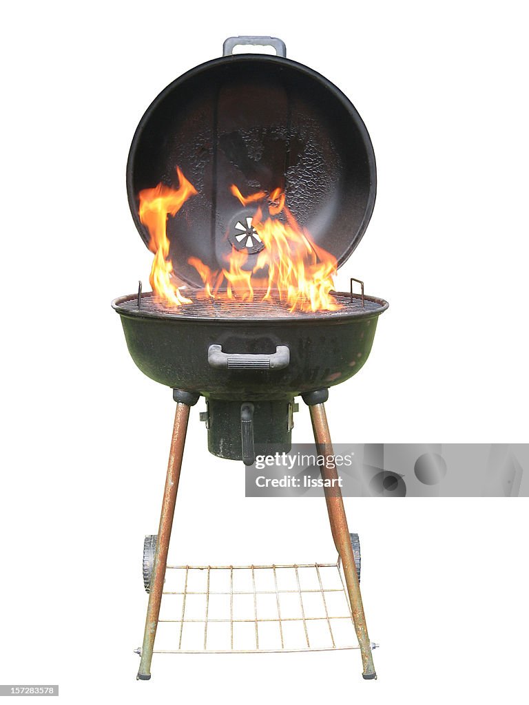 Whole Charcoal Grill with Flames