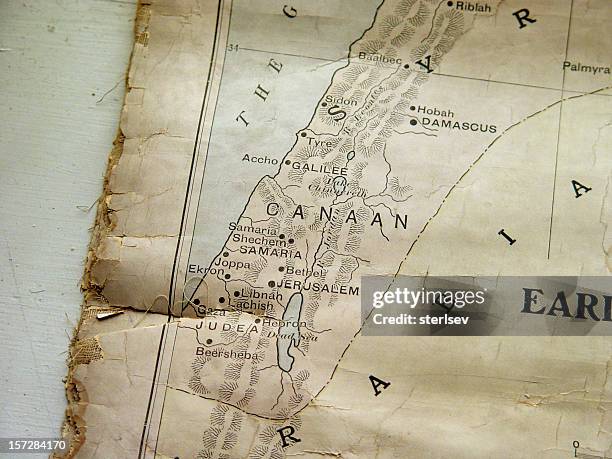 old biblical map - holy land israel stock pictures, royalty-free photos & images