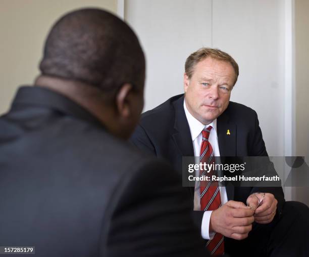 German Development Minister Dirk Niebel meets Tapiwa Mashakada , MDC-T, Zimbabwean Minister of Economic Planning and Investment Promotion, at Harare...