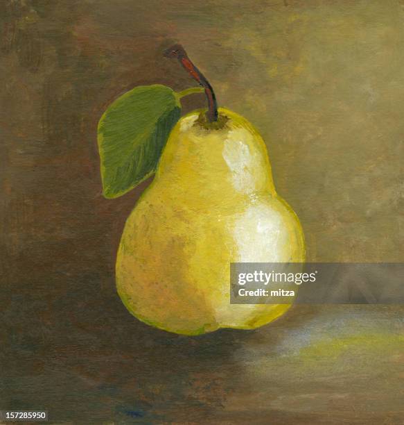 stockillustraties, clipart, cartoons en iconen met painting of yellow pear - stilleven