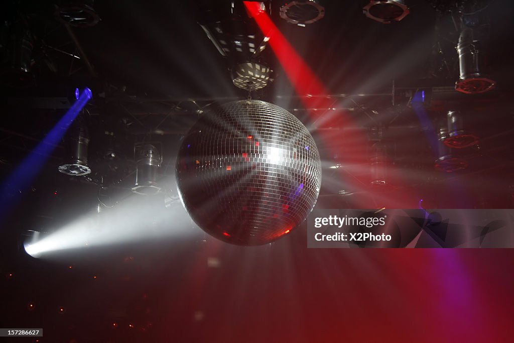 Friday night lights with a large disco ball