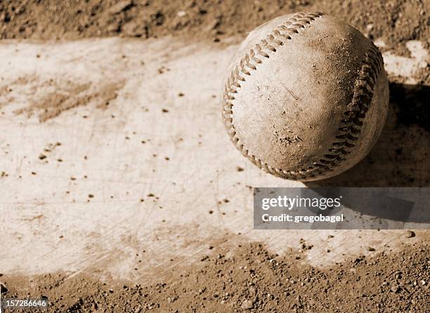baseball on pitcher's mound - baseball texture stock pictures, royalty-free photos & images