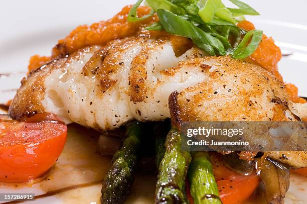 catch of the day 2 - cooked asparagus stock pictures, royalty-free photos & images