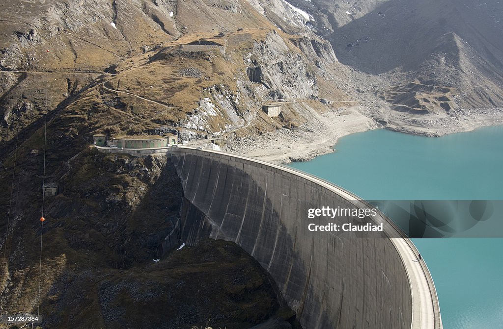 Water reservoir and mountain range