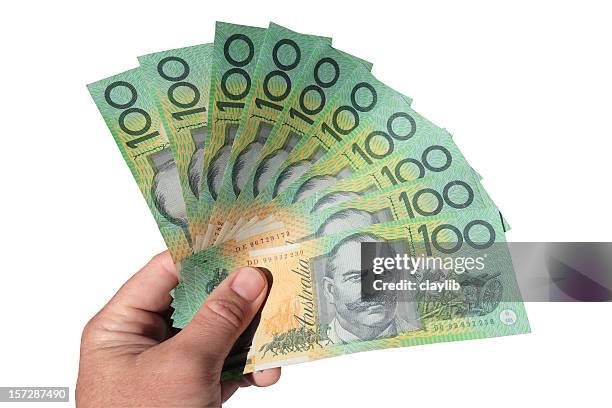 one thousand aud with clipping path - banknote stock pictures, royalty-free photos & images