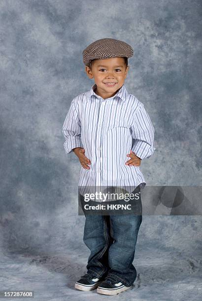 asian boy standing school pose hands on hips - skolfoto bildbanksfoton och bilder