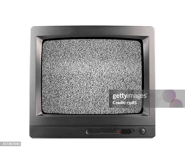 tv-static auf dem bildschirm - fernseher freisteller stock-fotos und bilder