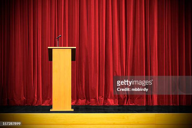 business conference with rostrum - lectern stock pictures, royalty-free photos & images