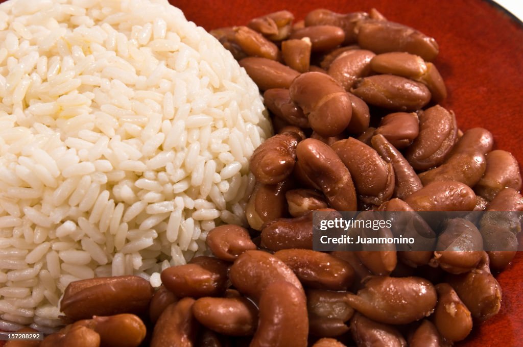 Steamed rice and beans