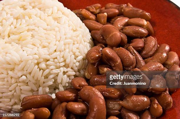 steamed rice and beans - bean stock pictures, royalty-free photos & images