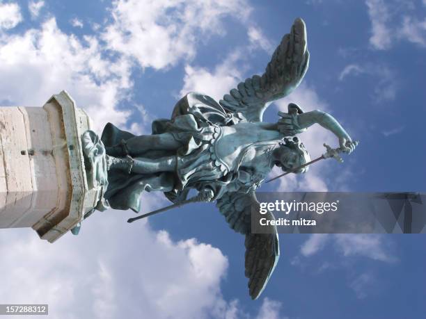 rome - st. michael statue - archangel stock pictures, royalty-free photos & images